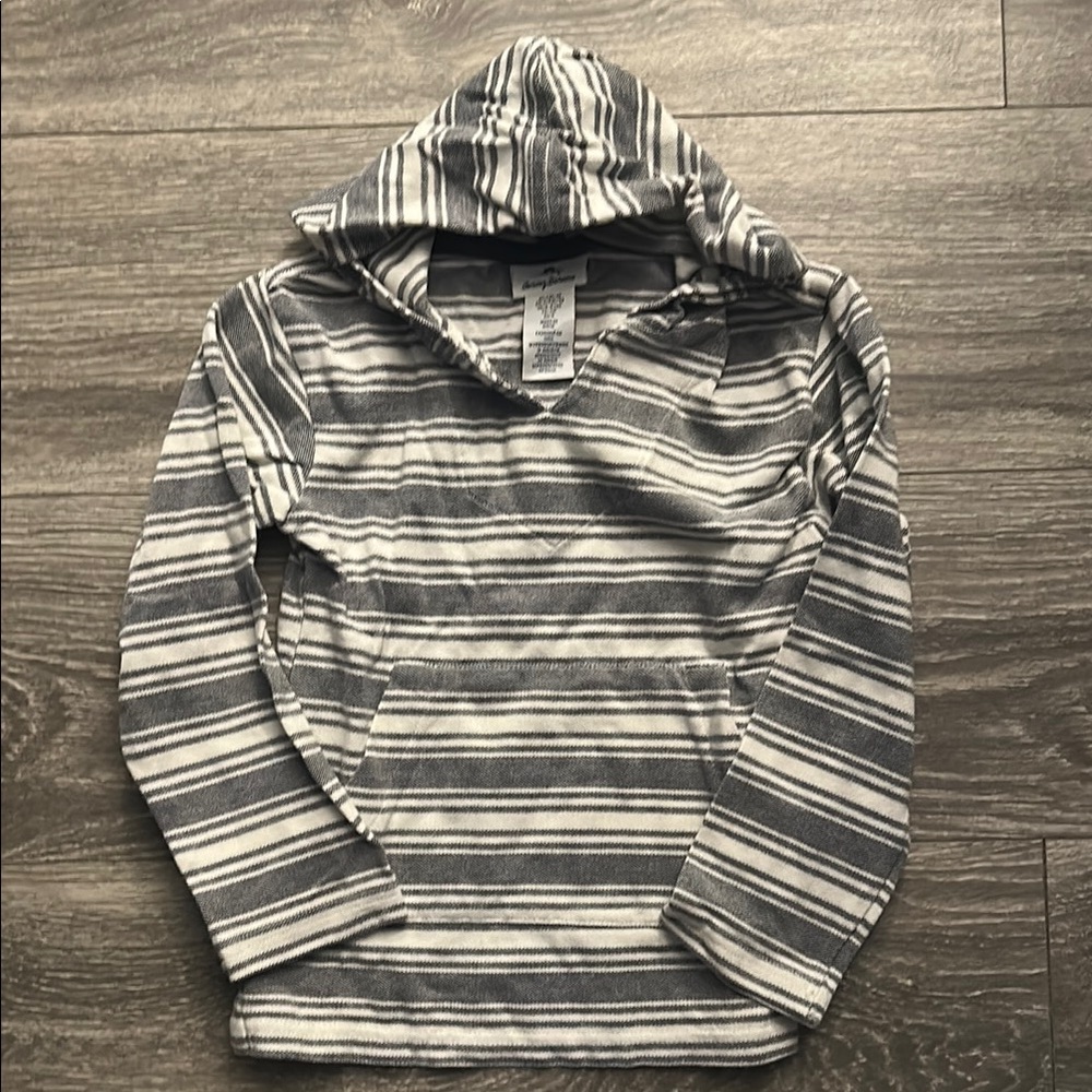 Tommy Bahama Blue and White Striped Hoodie